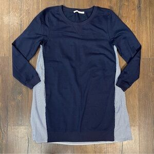 Ellison Striped Back Navy Sweater SZ SM